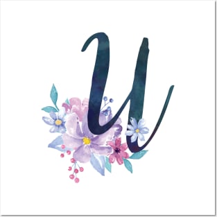 Floral Monogram U Pretty Lilac Bouquet Posters and Art